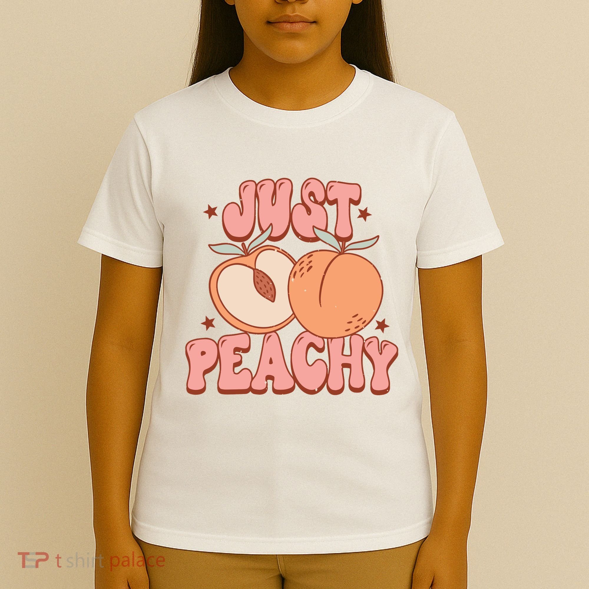 Just Peachy Retro 70s Georgia Peaches Summer Fruit T-Shirt