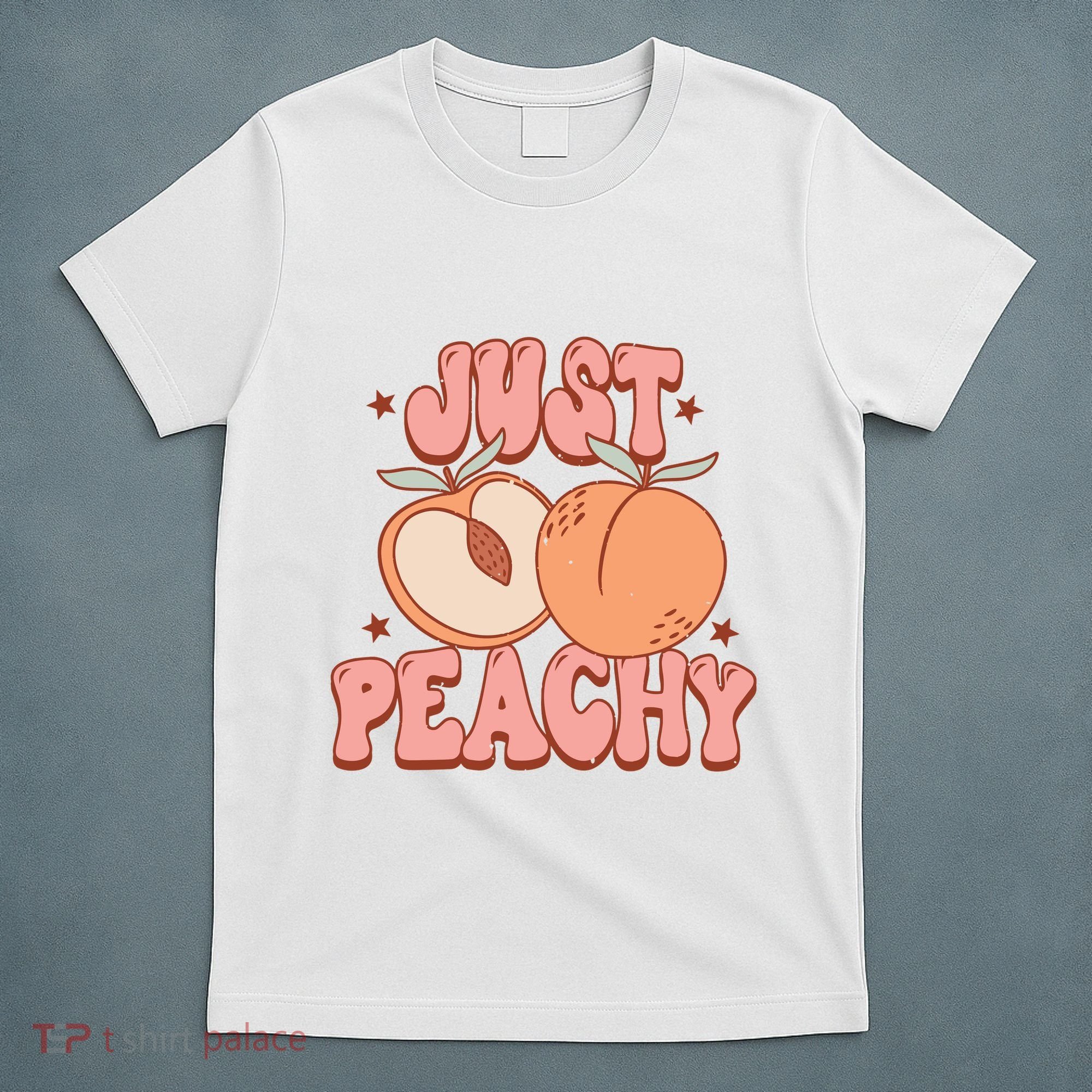 Just Peachy Retro 70s Georgia Peaches Summer Fruit T-Shirt