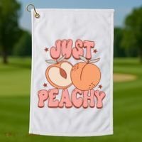 Just Peachy Retro 70s Georgia Peaches Summer Fruit Golf Towel thumb 1