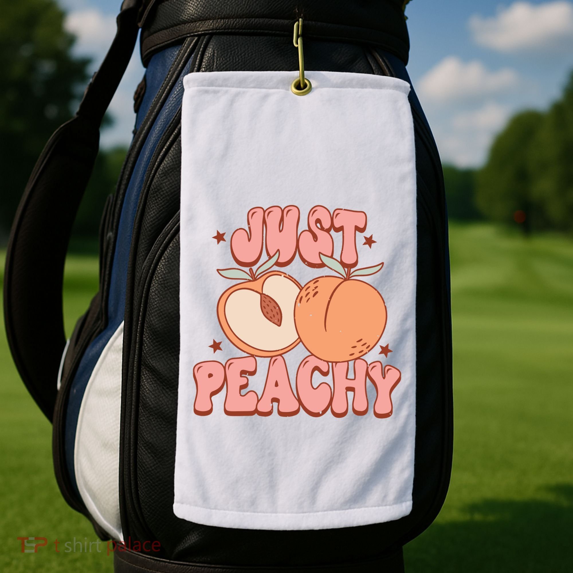 Just Peachy Retro 70s Georgia Peaches Summer Fruit Golf Towel