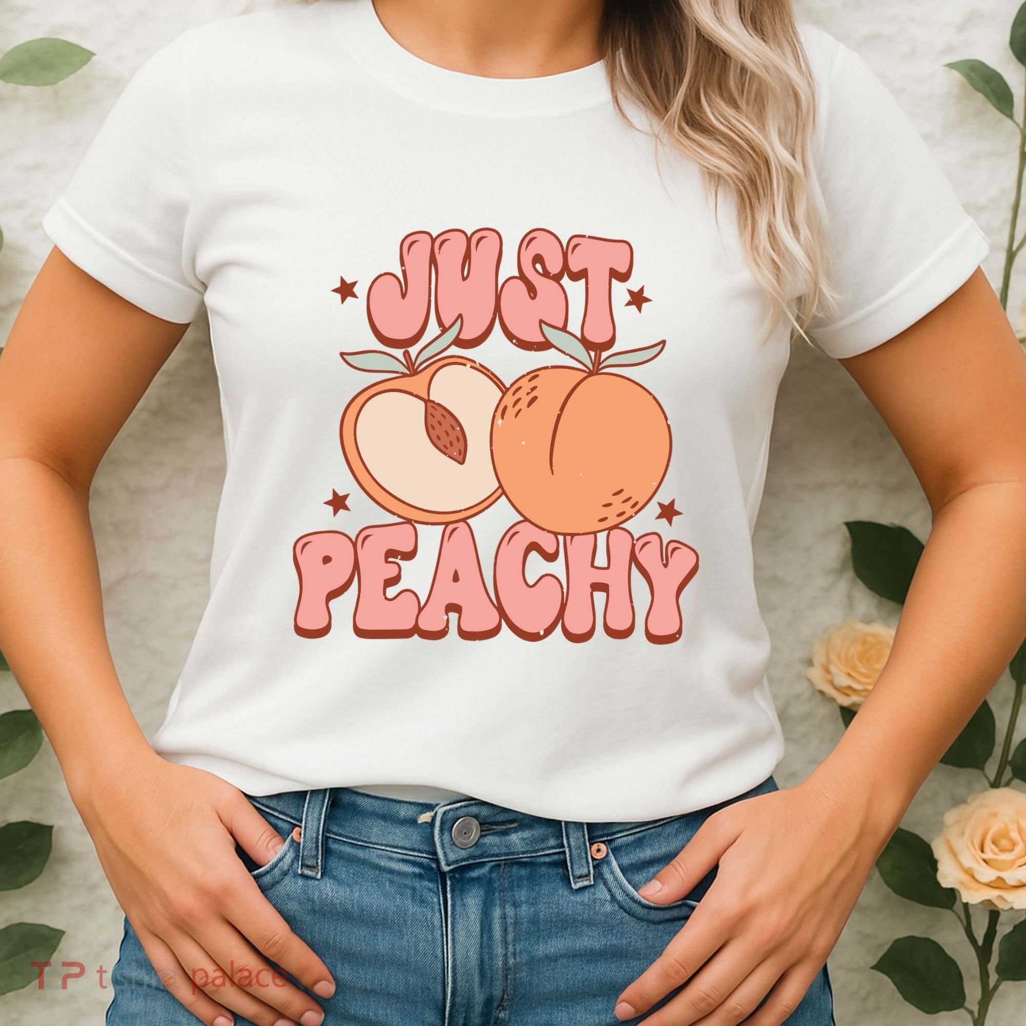 Just Peachy Retro 70s Georgia Peaches Summer Fruit Women's T-Shirt