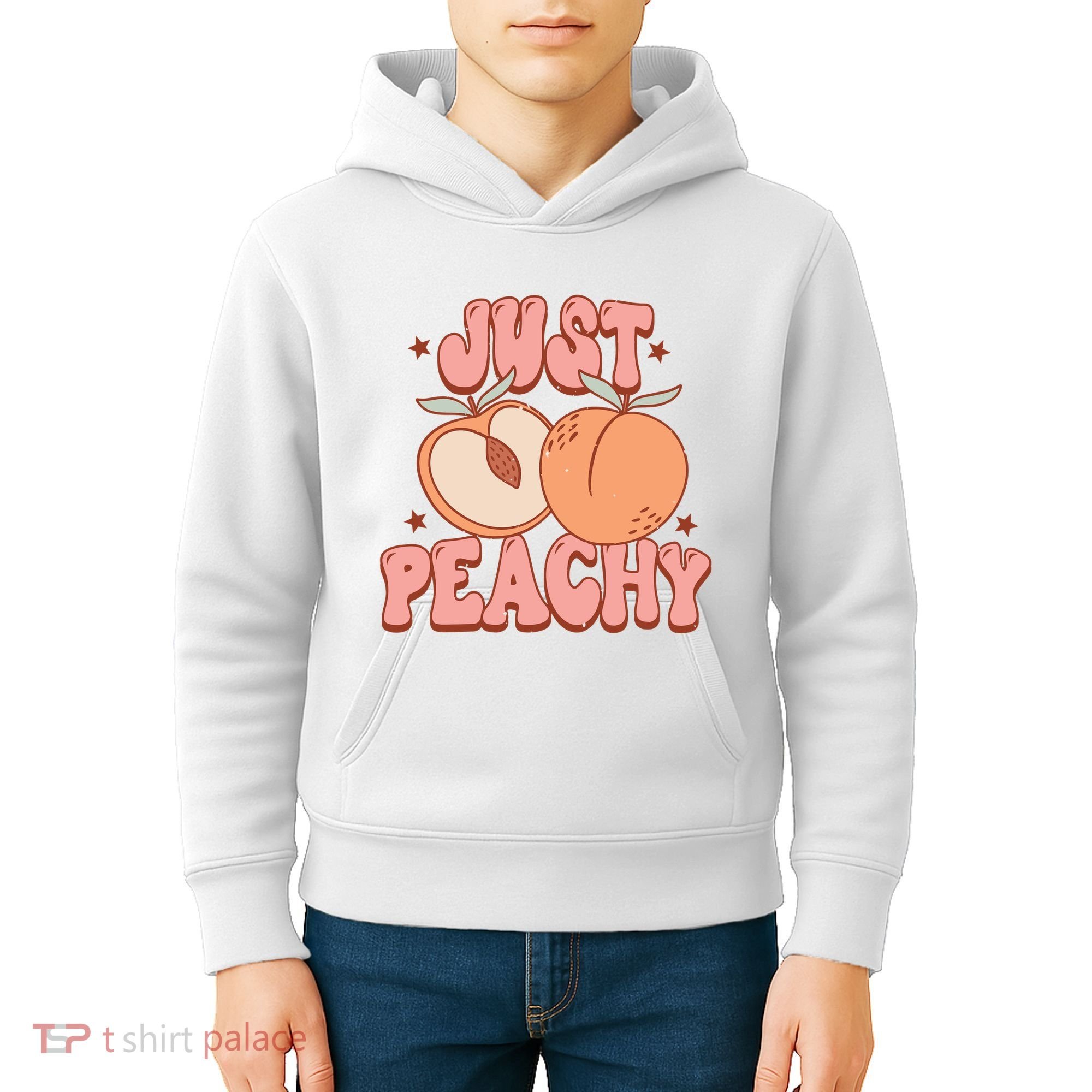 Just Peachy Retro 70s Georgia Peaches Summer Fruit Kids Hoodie