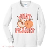 Just Peachy Retro 70s Georgia Peaches Summer Fruit Kids Long Sleeve Shirt thumb 0
