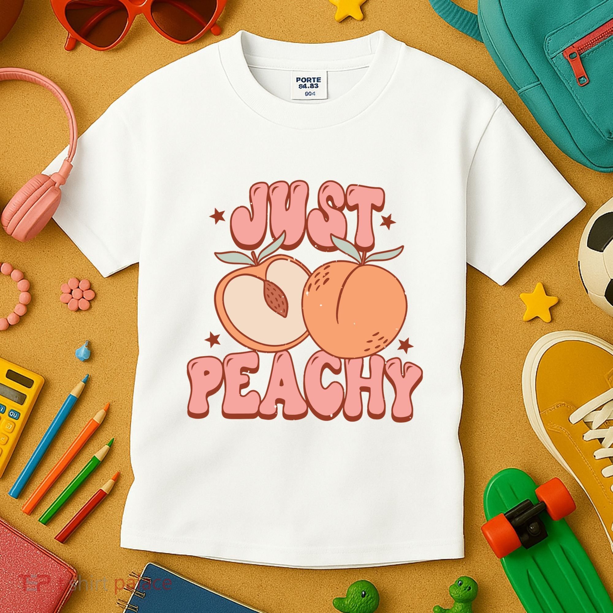 Just Peachy Retro 70s Georgia Peaches Summer Fruit Kids T-Shirt