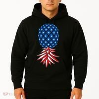July Patriotic Red White Blue Upside Down Pineapple Swinger Hoodie thumb 2