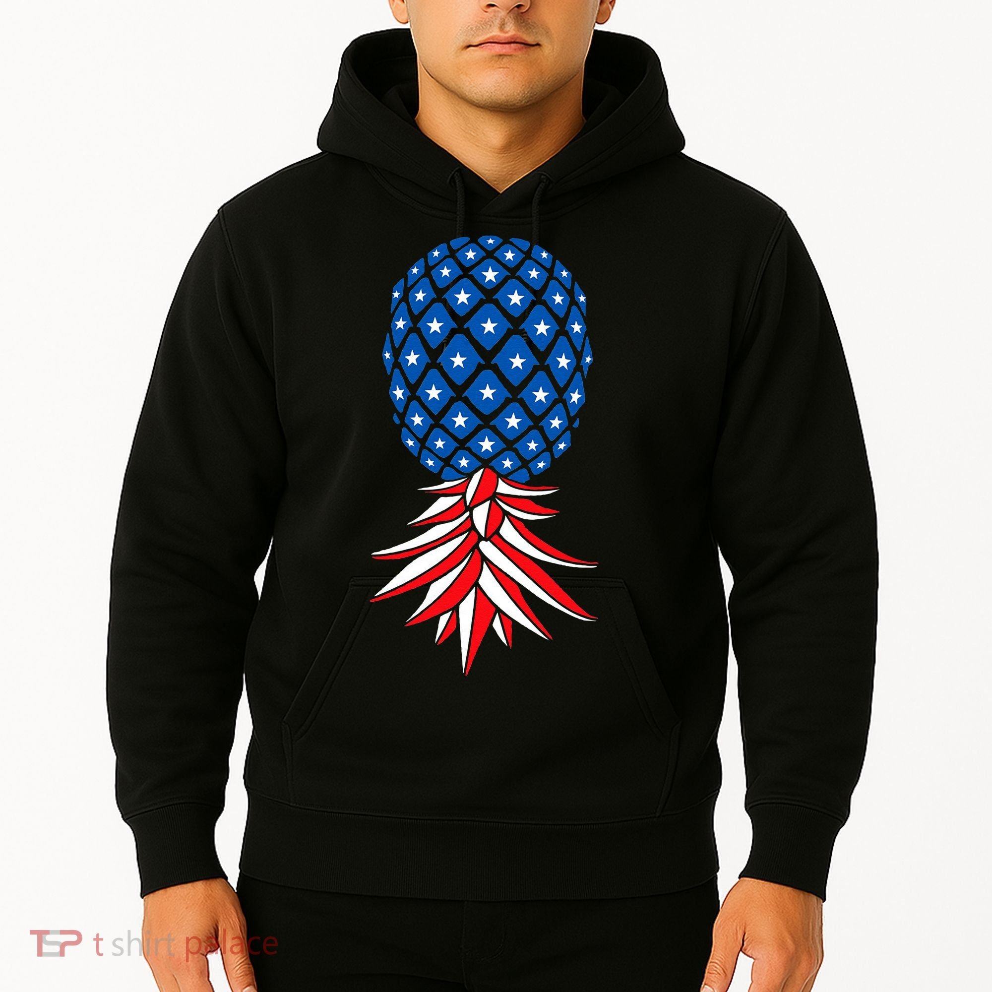 July Patriotic Red White Blue Upside Down Pineapple Swinger Hoodie