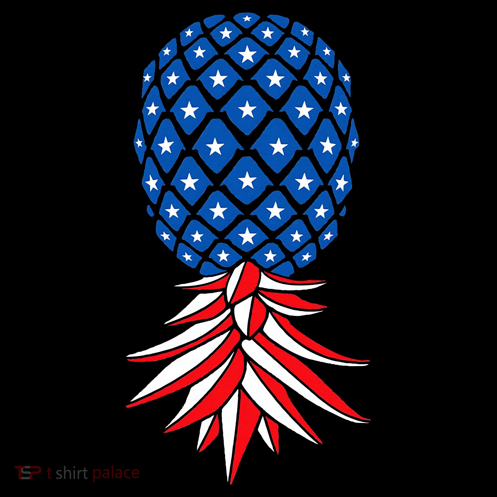 July Patriotic Red White Blue Upside Down Pineapple Swinger T-Shirt