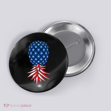 July Patriotic Red White Blue Upside Down Pineapple Swinger Button