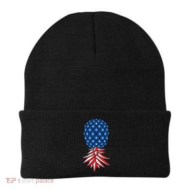 July Patriotic Red White Blue Upside Down Pineapple Swinger Beanie