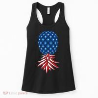 July Patriotic Red White Blue Upside Down Pineapple Swinger Women's Tank Top thumb 0