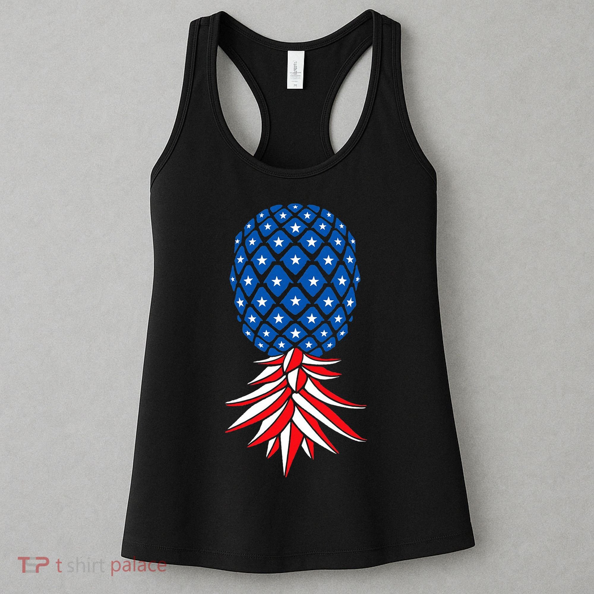 July Patriotic Red White Blue Upside Down Pineapple Swinger Women's Tank Top