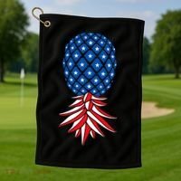 July Patriotic Red White Blue Upside Down Pineapple Swinger Golf Towel thumb 1