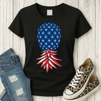 July Patriotic Red White Blue Upside Down Pineapple Swinger Women's T-Shirt thumb 3