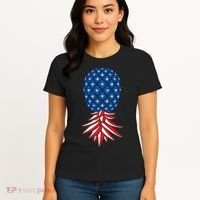 July Patriotic Red White Blue Upside Down Pineapple Swinger Women's T-Shirt thumb 4