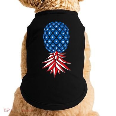 July Patriotic Red White Blue Upside Down Pineapple Swinger Doggie Tank