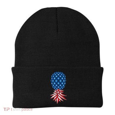 July Patriotic Red White Blue Upside Down Pineapple Swinger Beanie