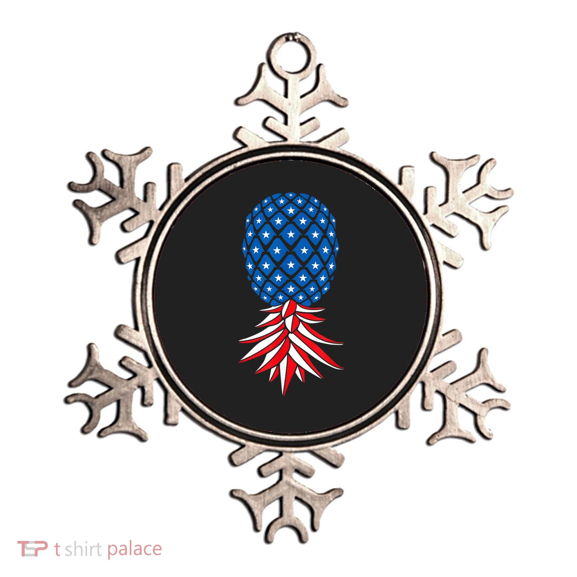 July Patriotic Red White Blue Upside Down Pineapple Swinger Ornament