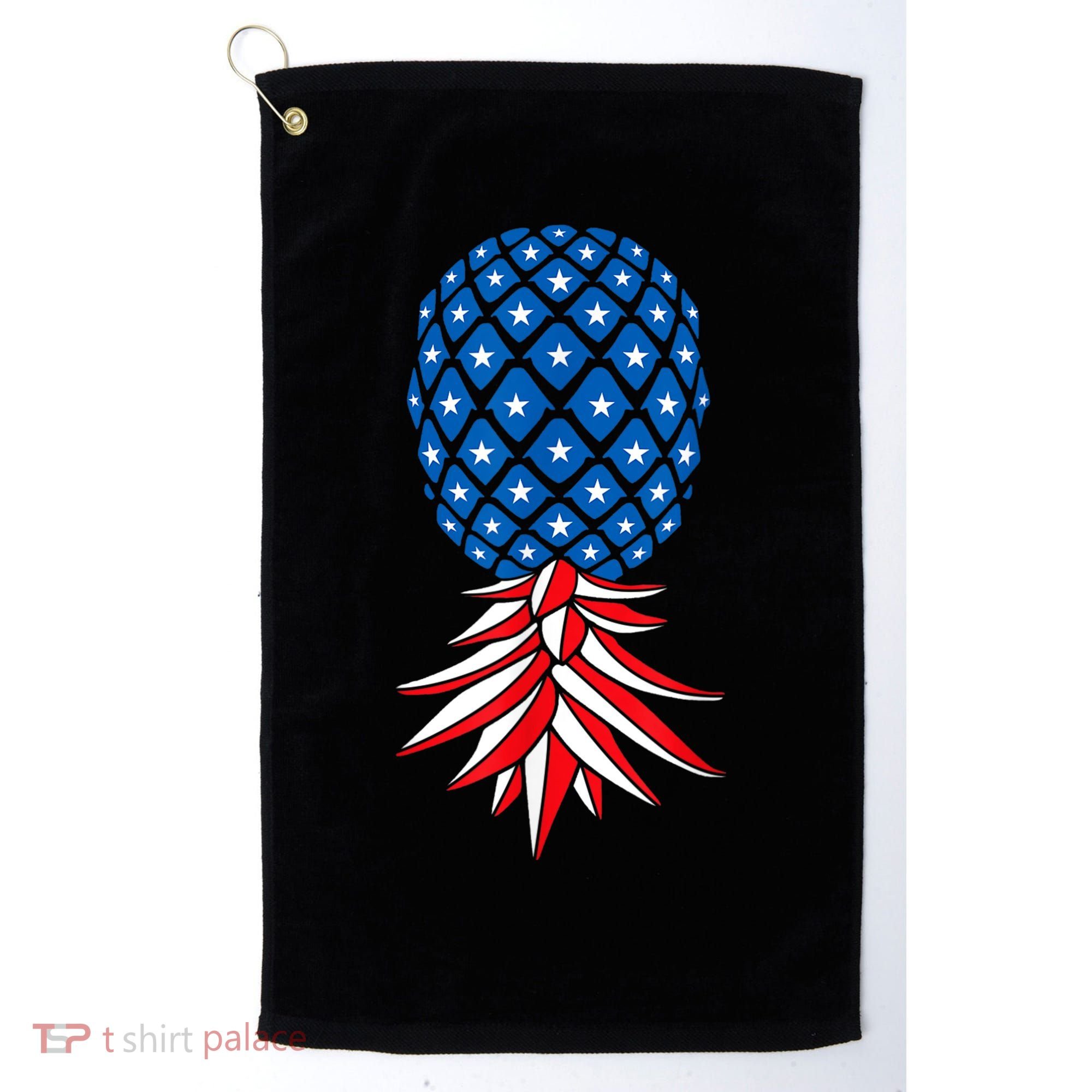 July Patriotic Red White Blue Upside Down Pineapple Swinger Golf Towel