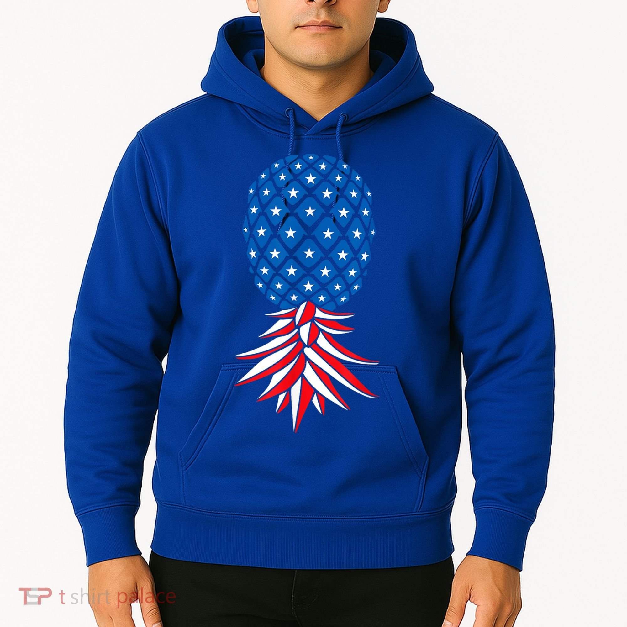 July Patriotic Red White Blue Upside Down Pineapple Swinger Hoodie