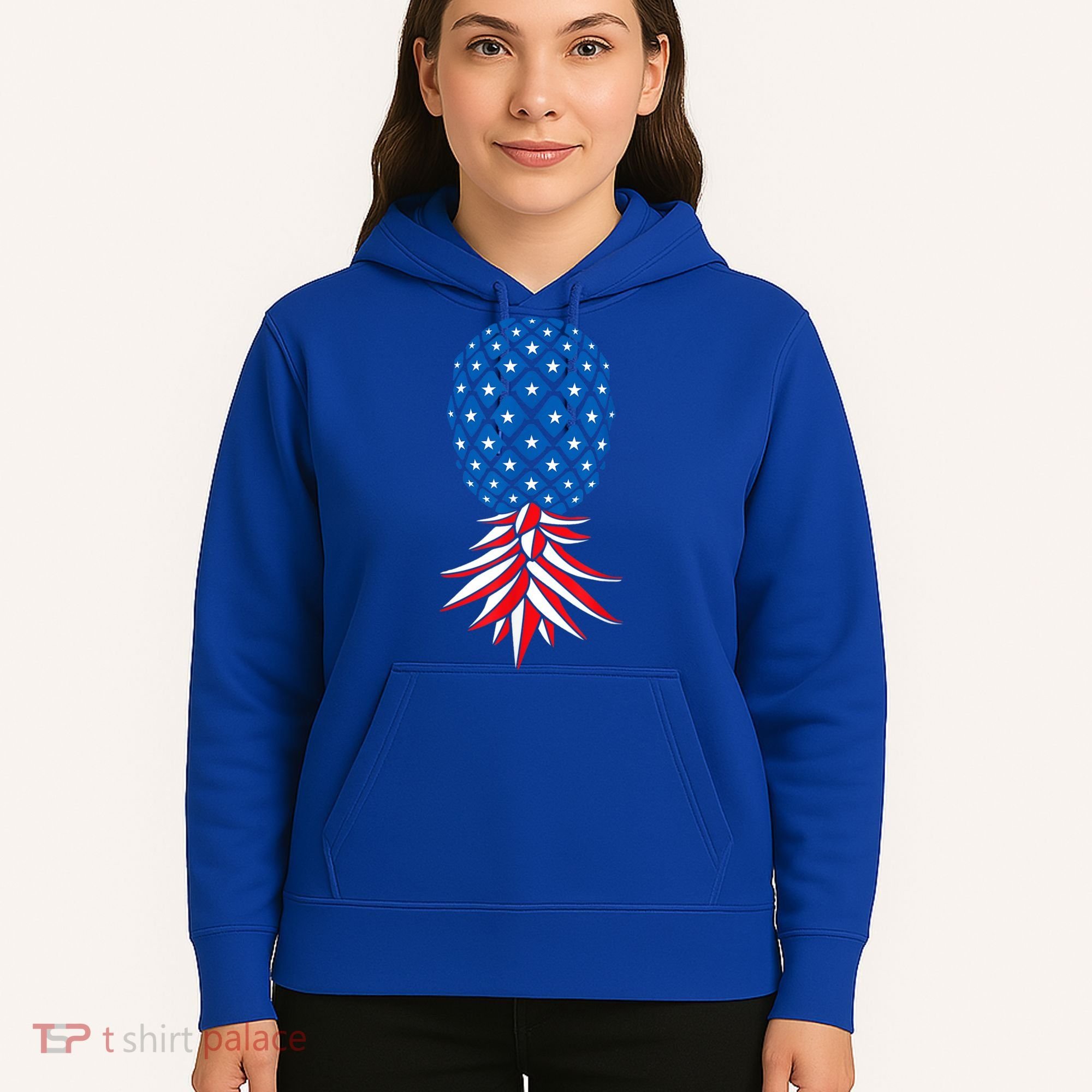 July Patriotic Red White Blue Upside Down Pineapple Swinger Hoodie