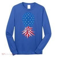 July Patriotic Red White Blue Upside Down Pineapple Swinger Long Sleeve Shirt thumb 0