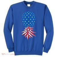 July Patriotic Red White Blue Upside Down Pineapple Swinger Sweatshirt thumb 0