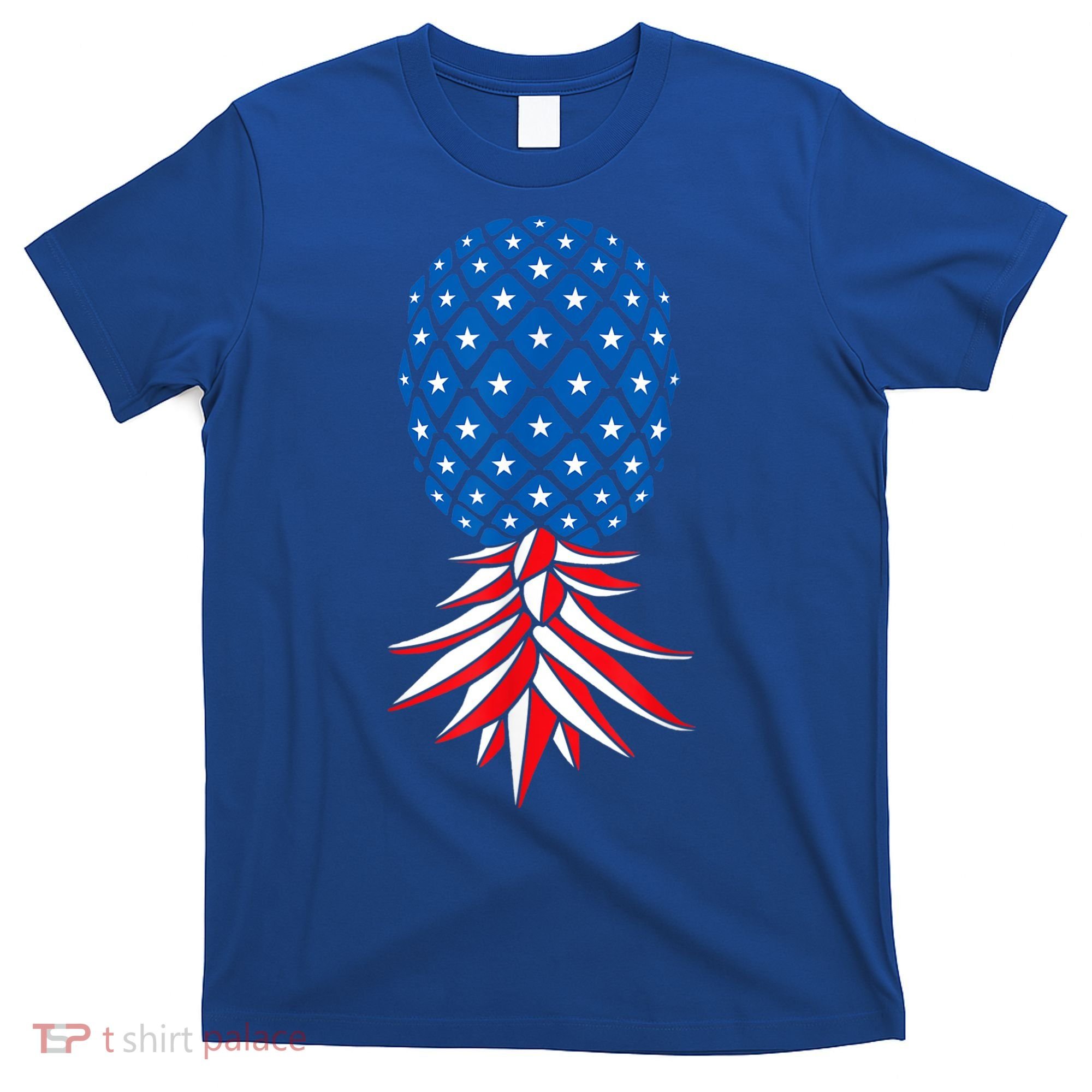 July Patriotic Red White Blue Upside Down Pineapple Swinger T-Shirt