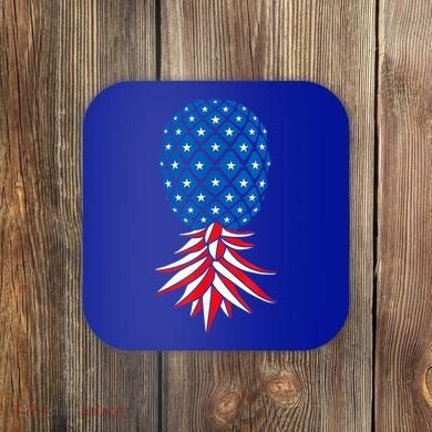 July Patriotic Red White Blue Upside Down Pineapple Swinger Coaster