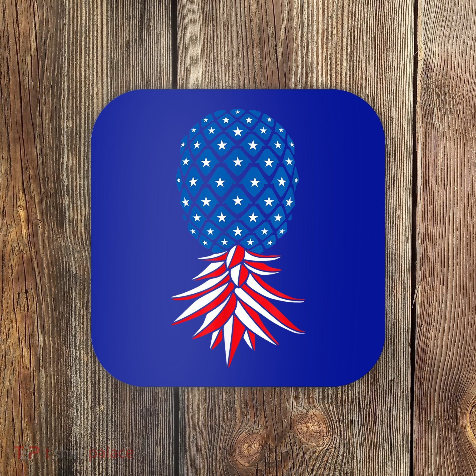 July Patriotic Red White Blue Upside Down Pineapple Swinger Coaster
