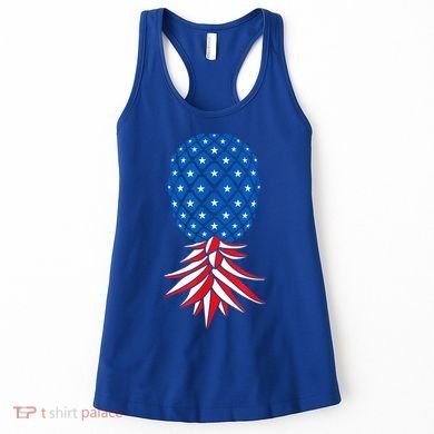 July Patriotic Red White Blue Upside Down Pineapple Swinger Women's Tank Top