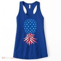July Patriotic Red White Blue Upside Down Pineapple Swinger Women's Tank Top thumb 0
