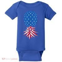 July Patriotic Red White Blue Upside Down Pineapple Swinger Baby Bodysuit thumb 0