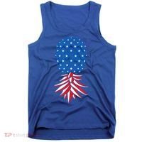 July Patriotic Red White Blue Upside Down Pineapple Swinger Tank Top thumb 0