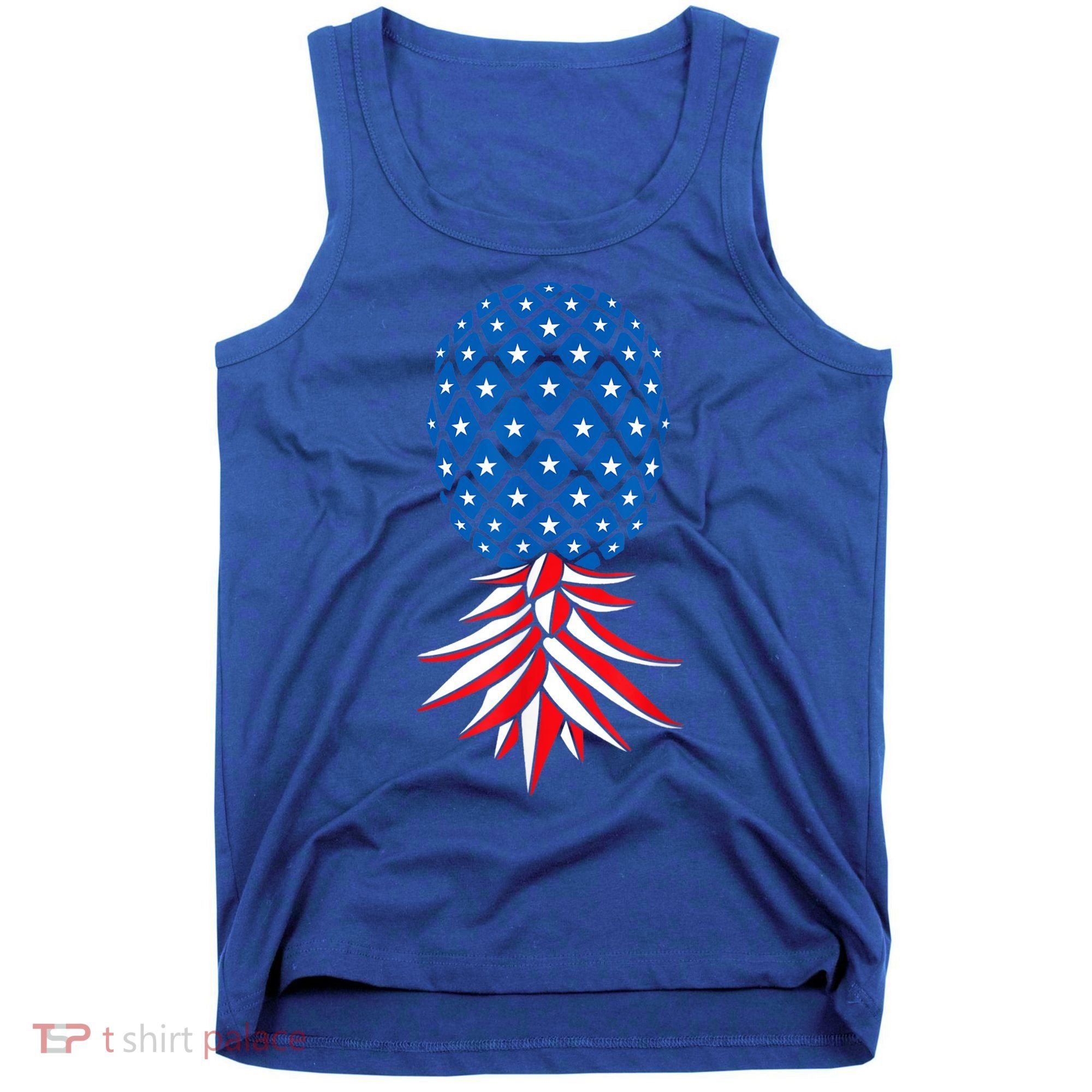 July Patriotic Red White Blue Upside Down Pineapple Swinger Tank Top