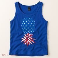 July Patriotic Red White Blue Upside Down Pineapple Swinger Tank Top thumb 2