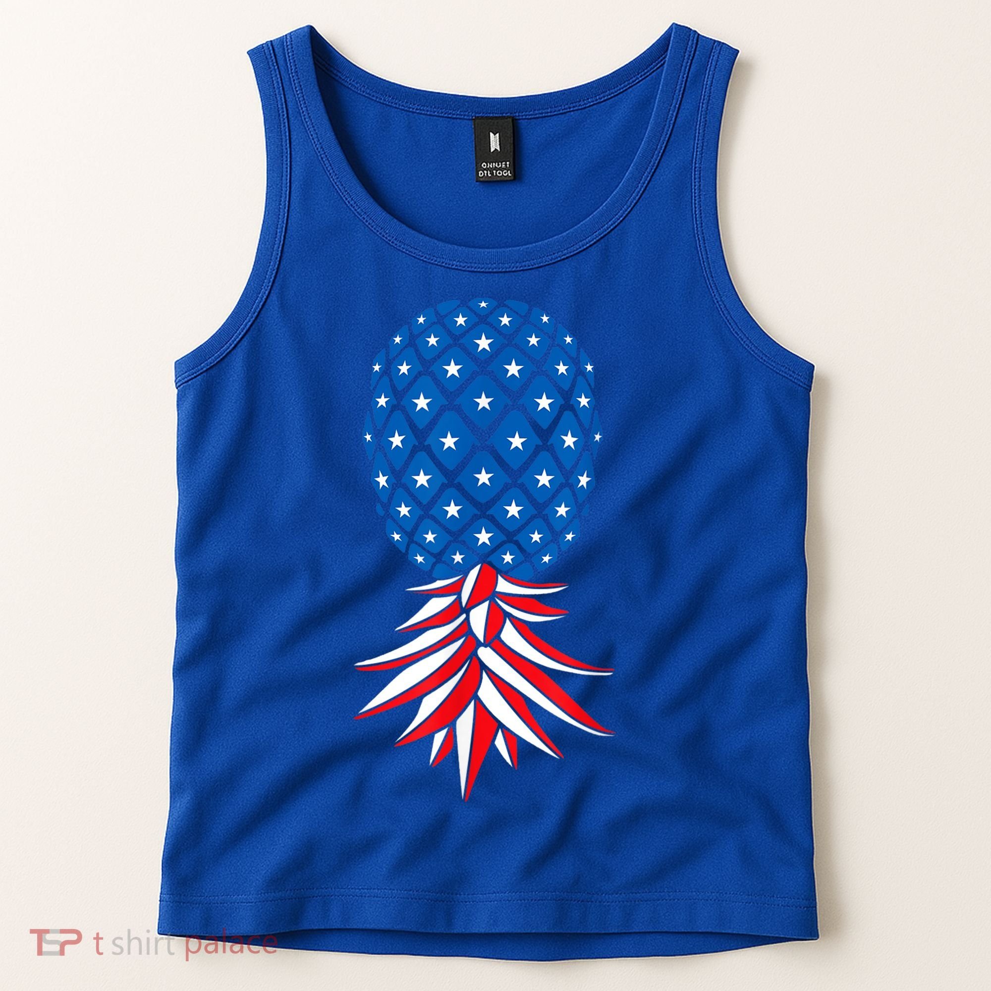 July Patriotic Red White Blue Upside Down Pineapple Swinger Tank Top