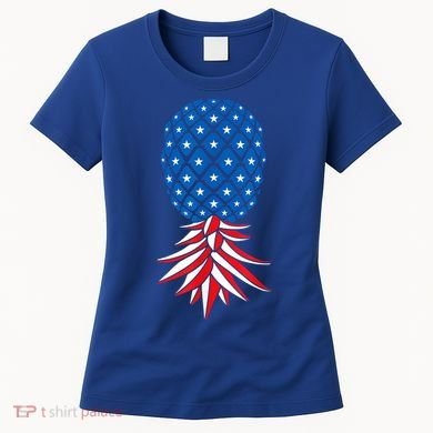 July Patriotic Red White Blue Upside Down Pineapple Swinger Women's T-Shirt