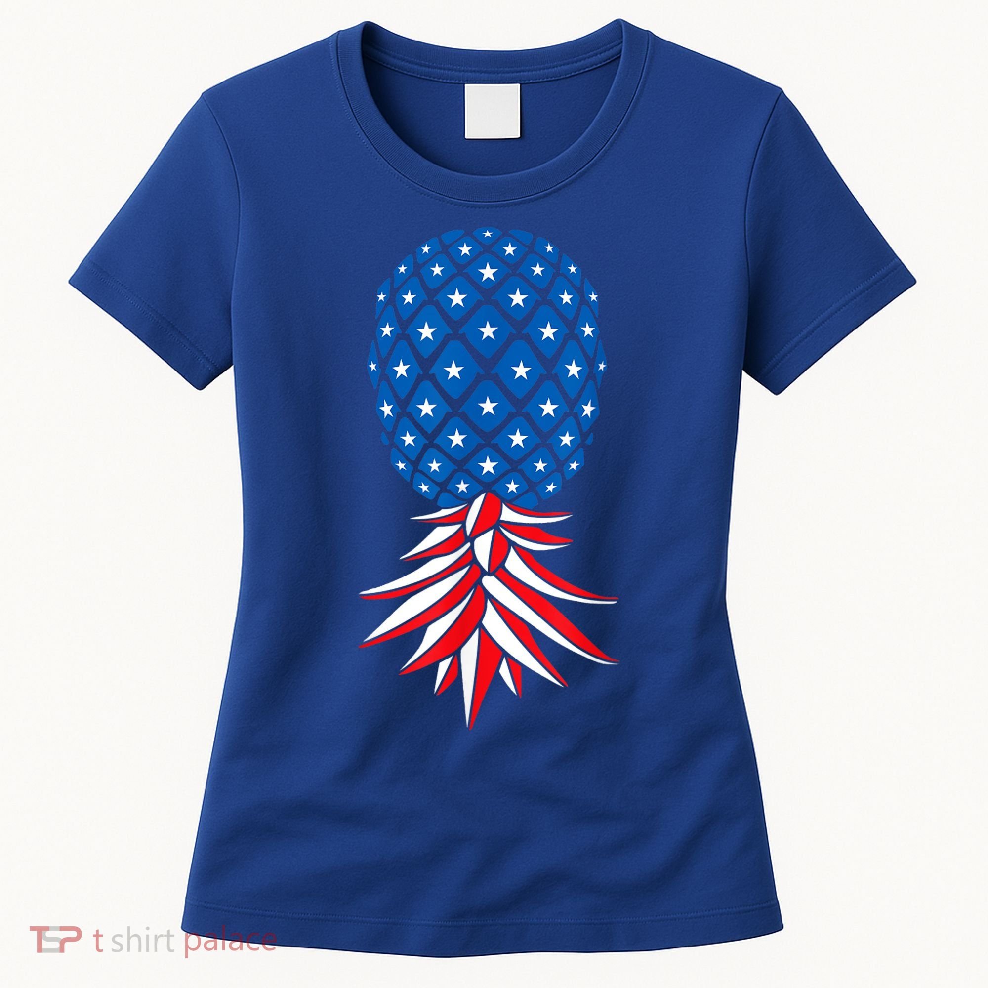 July Patriotic Red White Blue Upside Down Pineapple Swinger Women's T-Shirt
