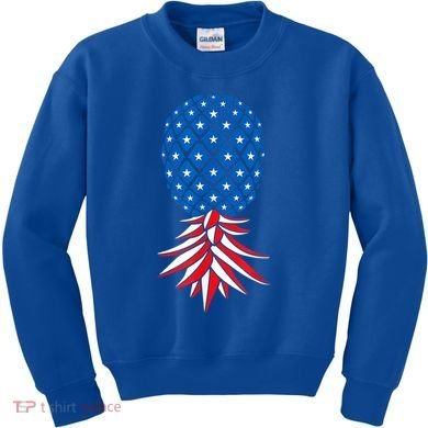 July Patriotic Red White Blue Upside Down Pineapple Swinger Kids Sweatshirt