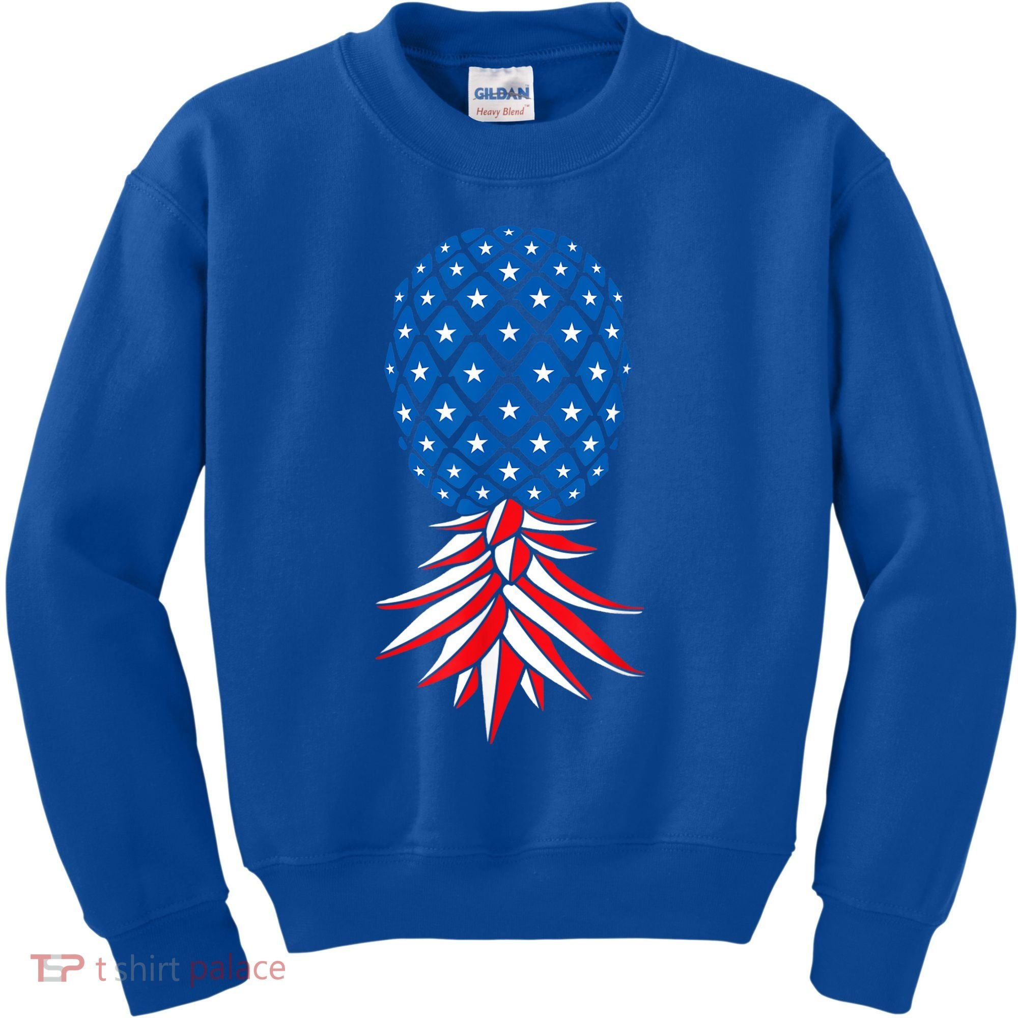 July Patriotic Red White Blue Upside Down Pineapple Swinger Kids Sweatshirt