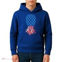 July Patriotic Red White Blue Upside Down Pineapple Swinger Kids Hoodie thumb 4