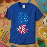 July Patriotic Red White Blue Upside Down Pineapple Swinger Kids T-Shirt thumb 3