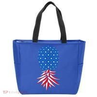 July Patriotic Red White Blue Upside Down Pineapple Swinger Tote Bag thumb 0