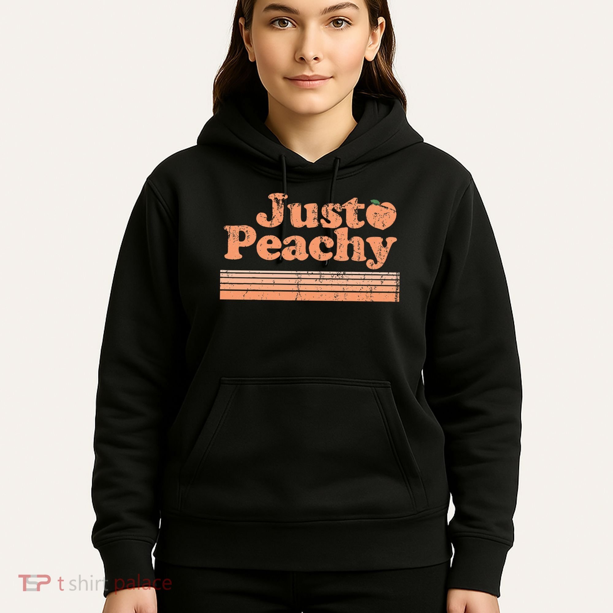Just Peachy Retro 70s Georgia Peaches Summer Fruit Hoodie
