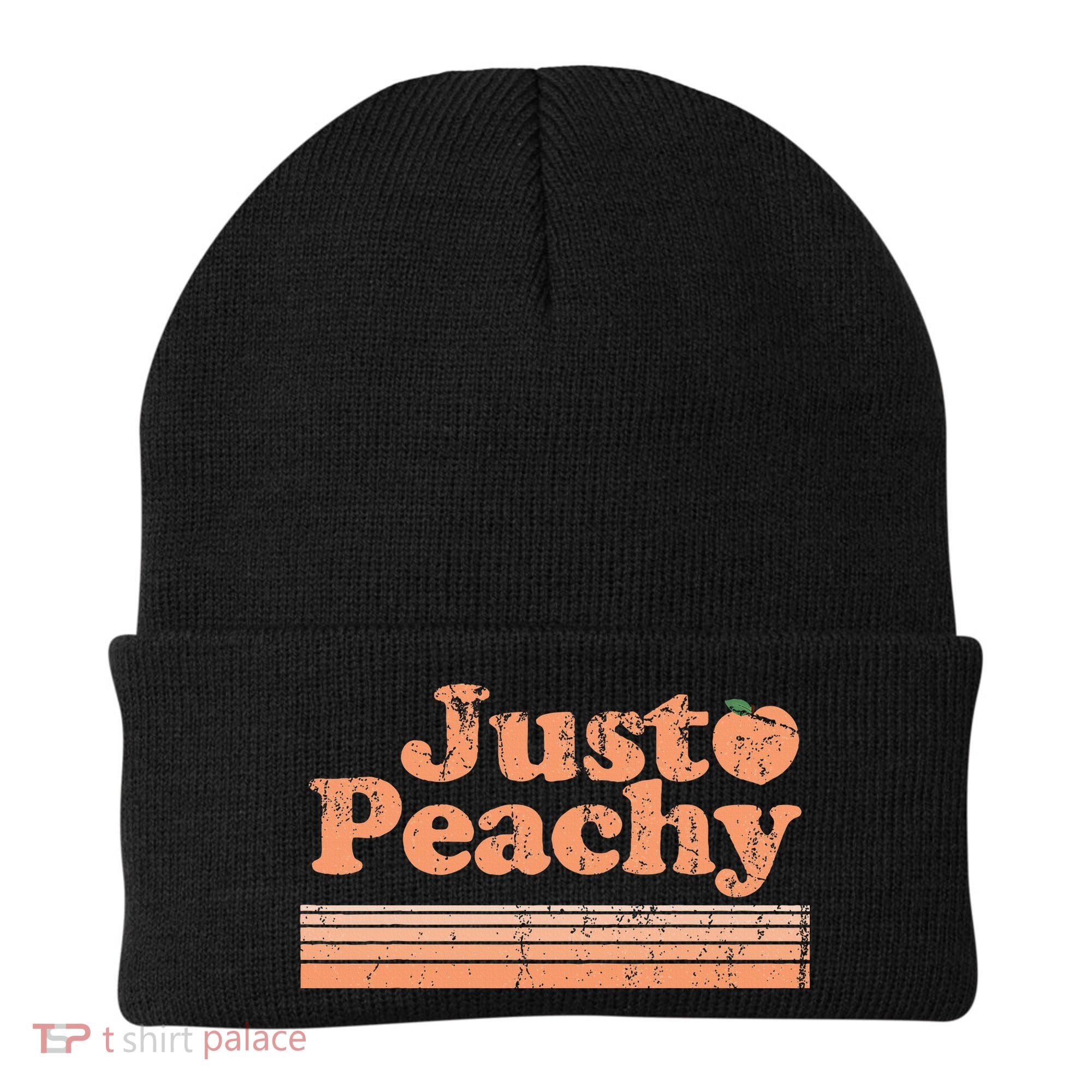 Just Peachy Retro 70s Georgia Peaches Summer Fruit Beanie