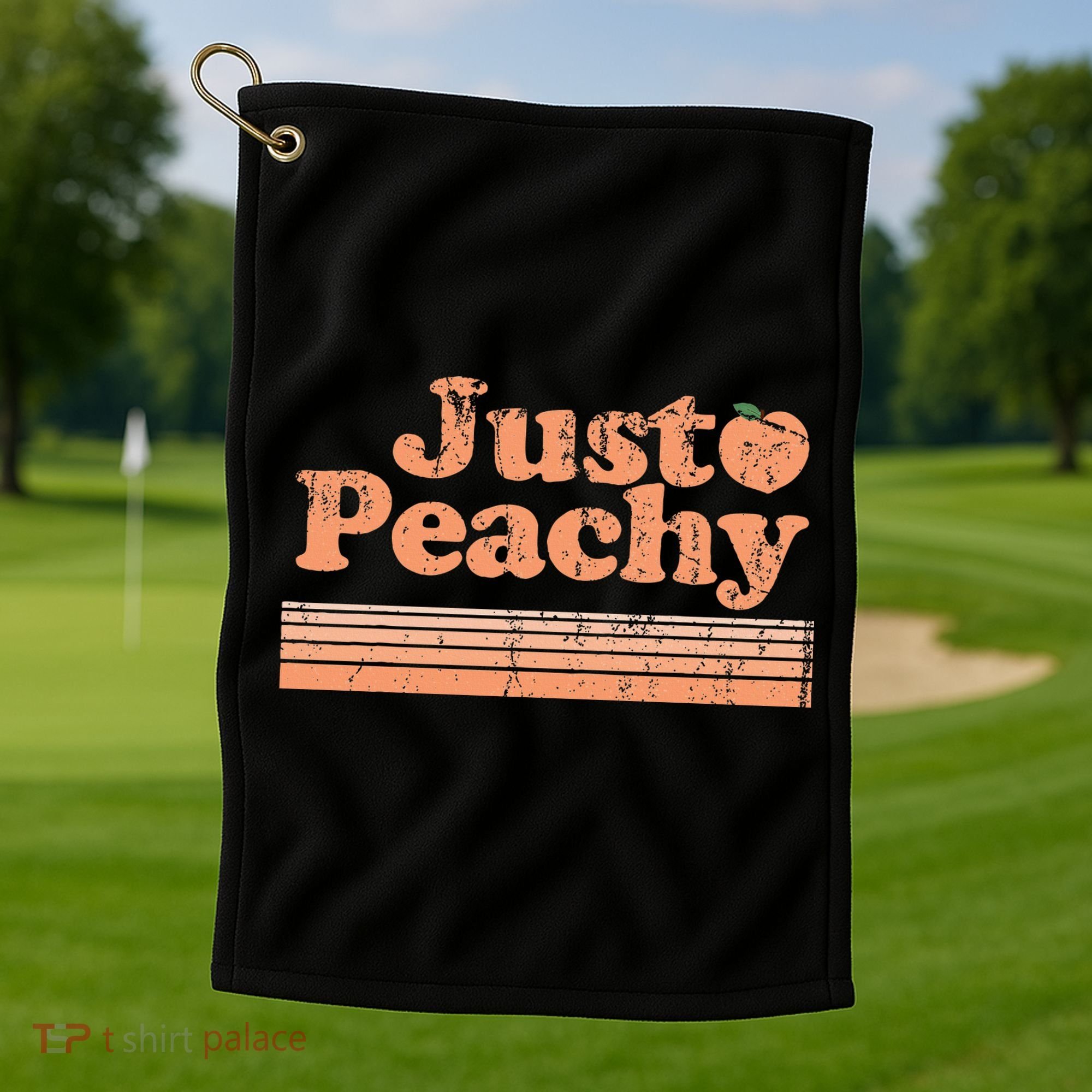 Just Peachy Retro 70s Georgia Peaches Summer Fruit Golf Towel