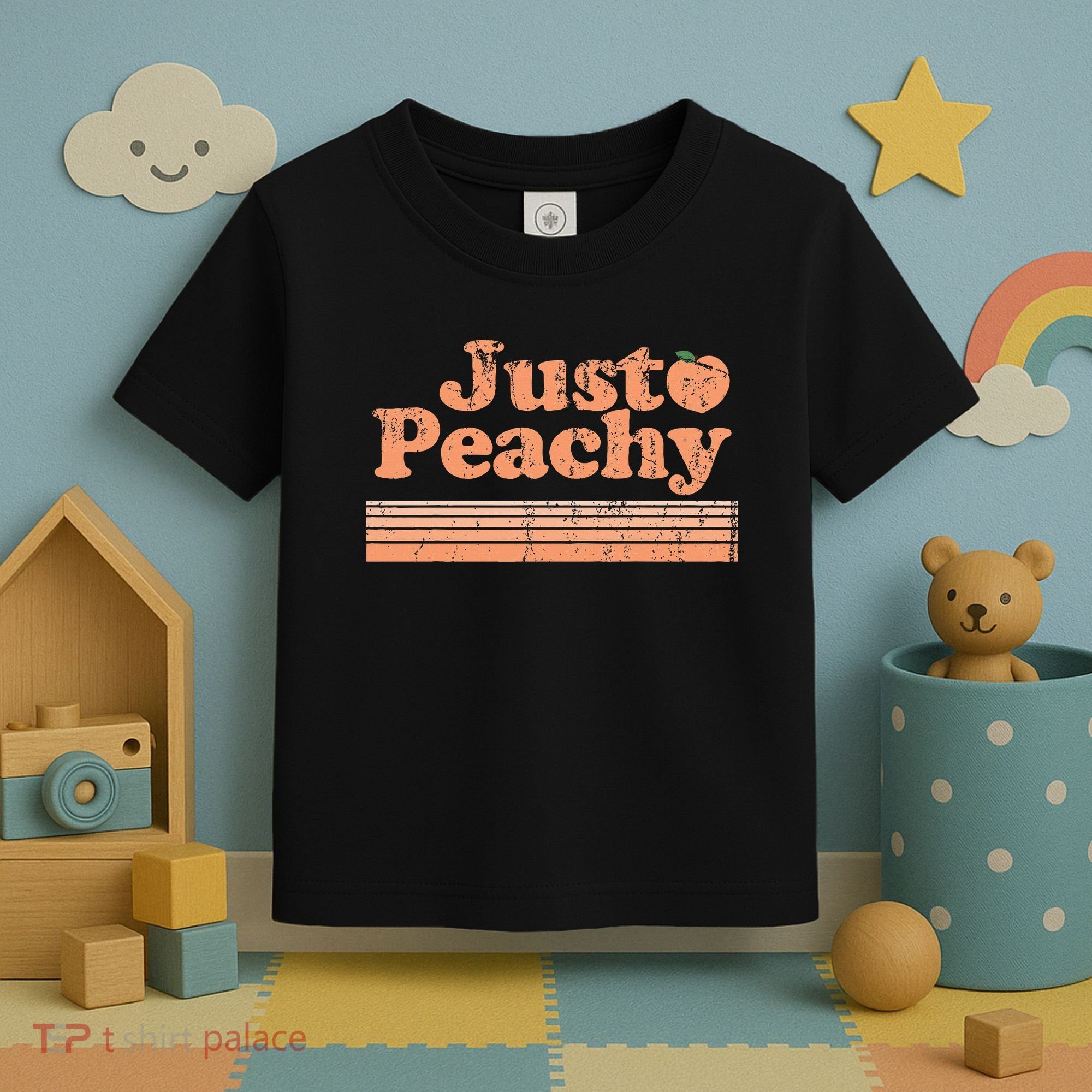 Just Peachy Retro 70s Georgia Peaches Summer Fruit Toddler T-Shirt