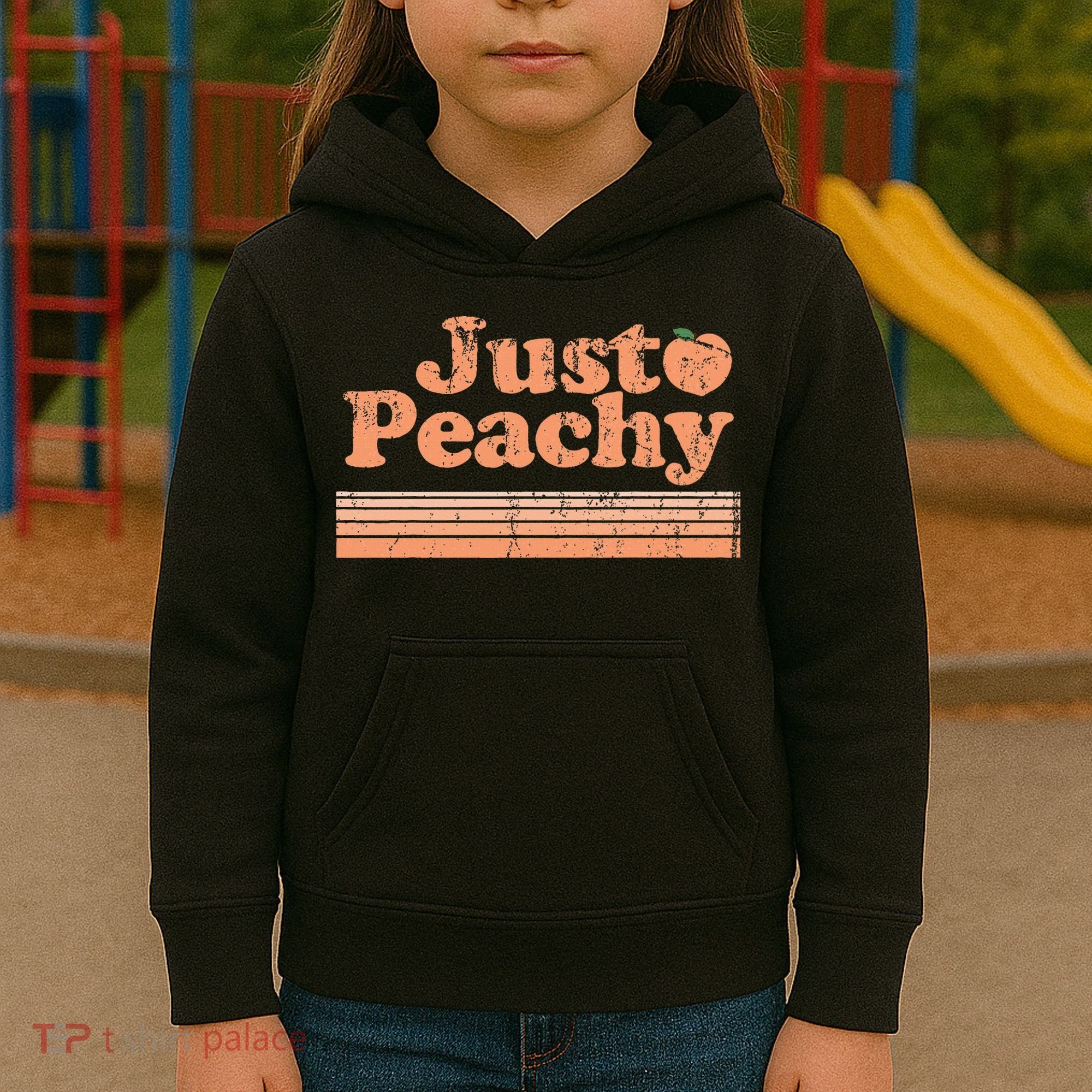 Just Peachy Retro 70s Georgia Peaches Summer Fruit Kids Hoodie