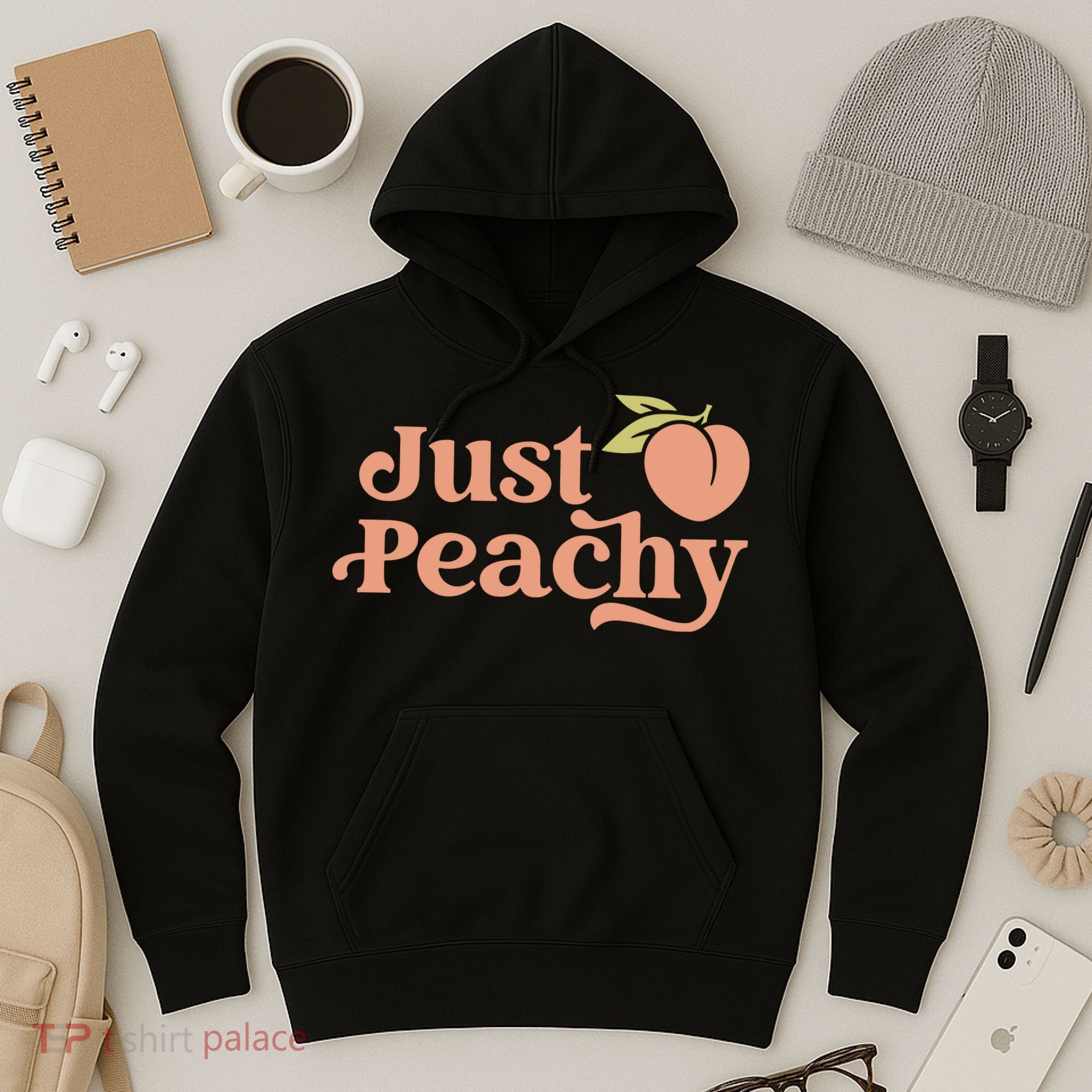 Just Peachy Retro 70s Georgia Peaches Summer Fruit Hoodie