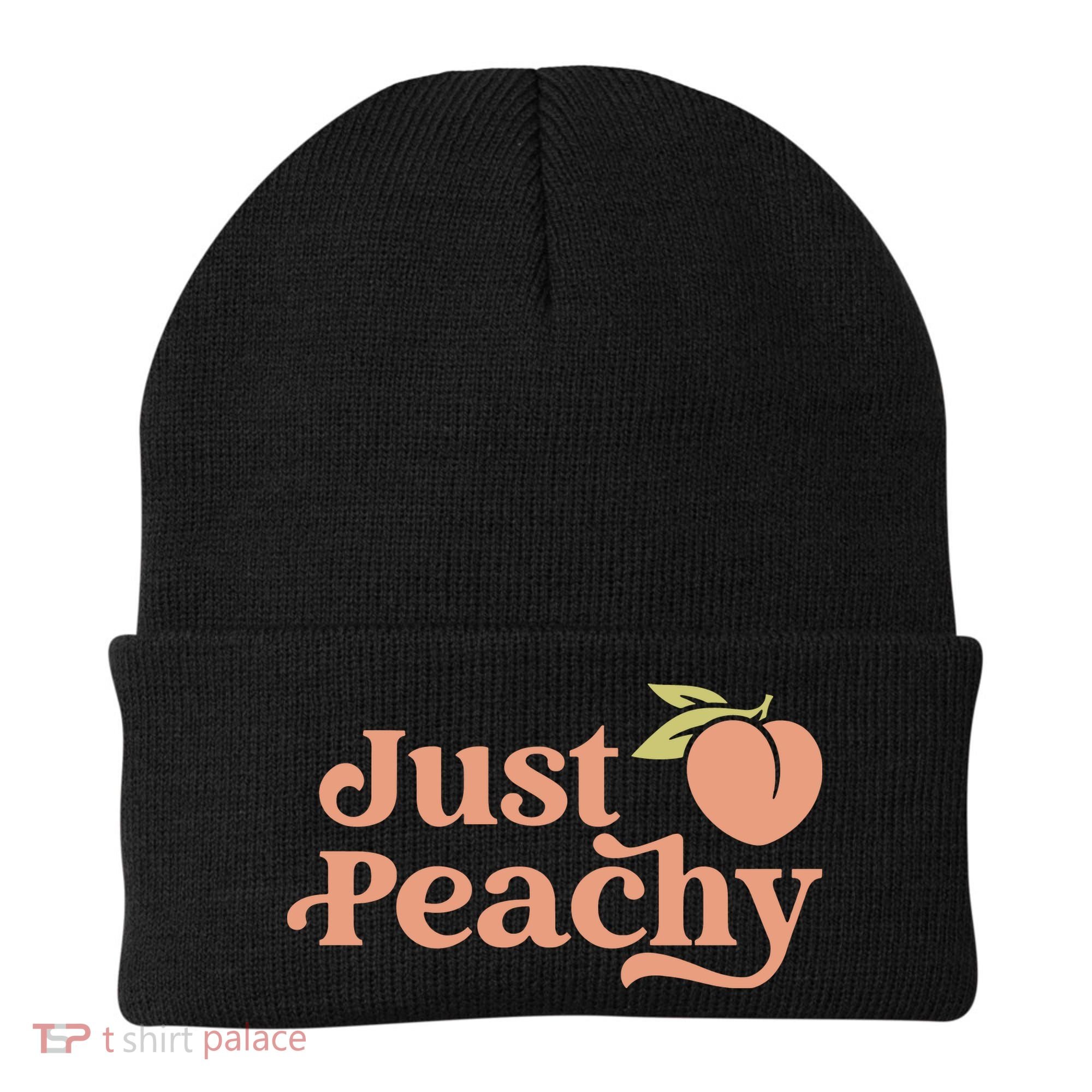 Just Peachy Retro 70s Georgia Peaches Summer Fruit Beanie